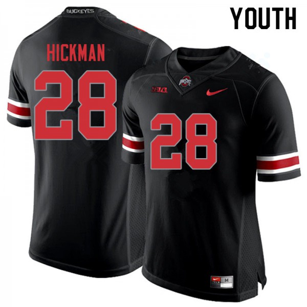 Ohio State Buckeyes #28 Ronnie Hickman Youth Embroidery Jersey Blackout OSU119